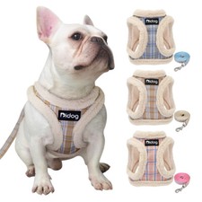 Fleece Small Dog Harness & Lead set Classic Grid Step in Puppy Vest Jacket XS