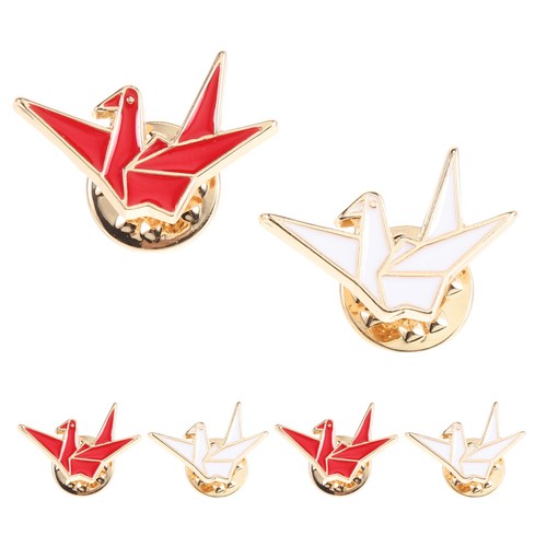 6pcs origami crane brooch - 6pcs,