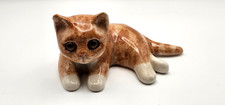Stunning Winstanley Ginger & White Cat / Kitten Laying Down, Size Approx 5" Long
