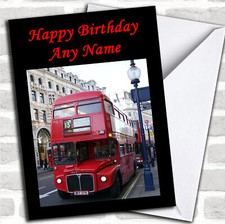 Red London Bus Personalised Birthday Card