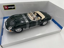 BURAGO DIE CAST JAGUAR E - TYPE CABRIOLET SPORTS CAR IN GREEN 1/18  COLLECTORS
