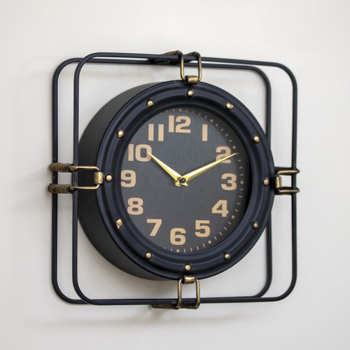 Black industrial wall - industrial, clock