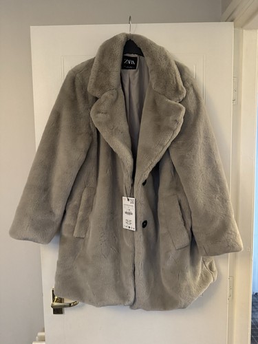 Zara grey faux fur collar - faux, coat