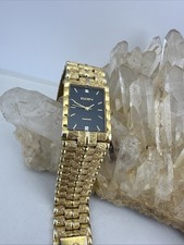Vintage Chunky Gold Band Elgin Diamond Quartz Watch With New Battery 