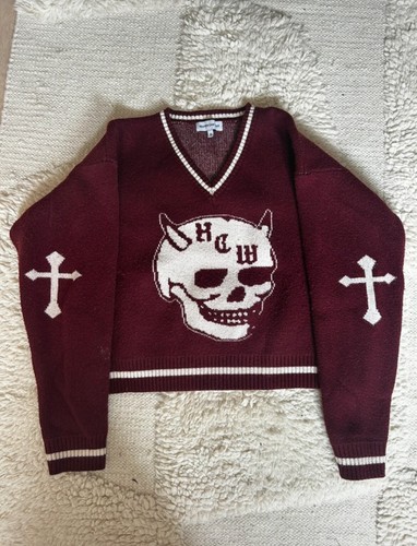 Heaven can wait burgundy knit - wait,