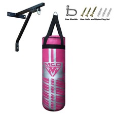 MCD Sports 3 FT Green & Pink UNFILLED Punching Training Boxing Punch Bag Set