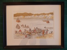 Framed colour print by Ionicus (Joshua Charles Armitage) – Fishing boats at Mutr