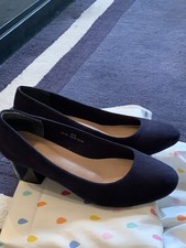 Marks & Spencer Ladies Navy Blue Faux Suede Wide Fit Court Shoes Size 5.5