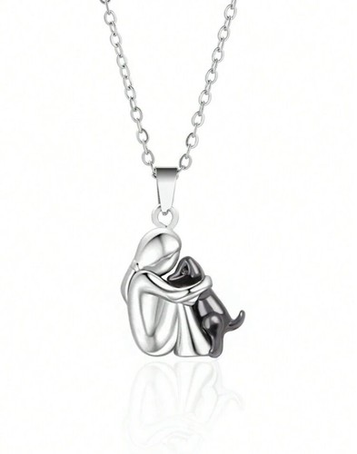 Dog necklace silver black - silver,