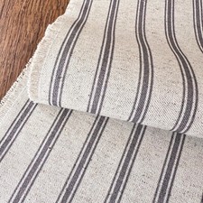 Ticking Stripe LINEN blend Fabric. 140cm wide, Price per 1/2 m