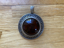 Lovely Miglio round, deep red glass and silver plated  metal enhancer