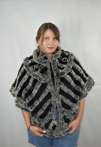 Knitted rex rabbit fur stole - rex,