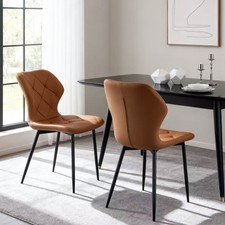 2/4/6 Dining Chairs Table Set Velvet/PU  Padded Seat Metal Legs Home Kitchen