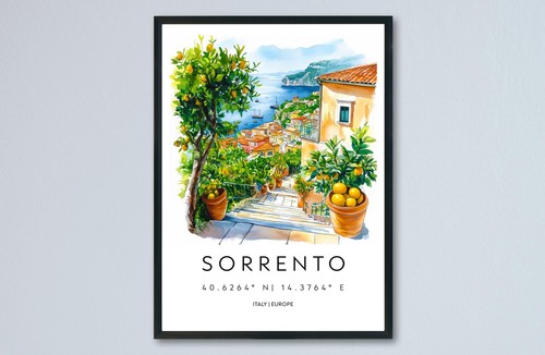 Sorrento watercolor poster - sorrento,