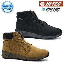 MENS HI TEC LEATHER BOOTS WATERPROOF WALKING HIKING WINTER WORK ANKLE SHOES   