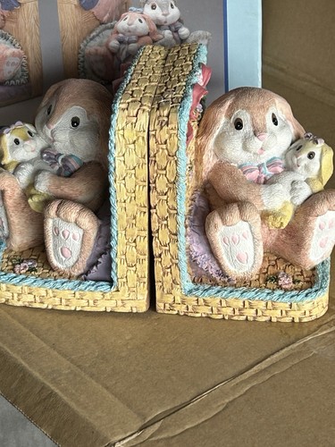 Hand painted bookends rabbit - painted,
