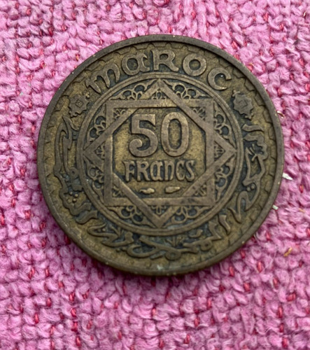 1952 moroccan francs coin - 1952, 50