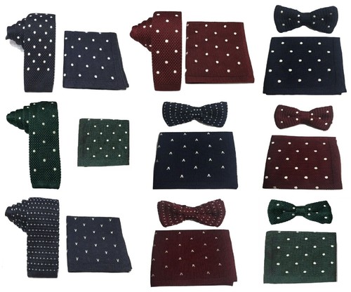 Knit knitted tie bowtie - knit,