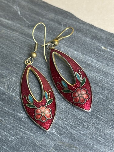 Sea gems red enamel dangle - red,