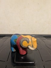  Raku Elephant South African Pottery Model  Handmade Multicoloured Signed