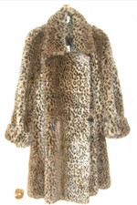 Wallis Women's Leopard Faux Fur Coat Fits Size 14,  Knee Length 