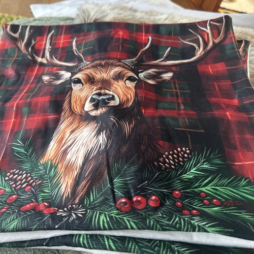 Tartan check stag cushion - check,