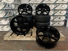 18" black pol alloy wheels fit vw seat skoda golf caddy van + tyres