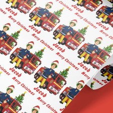 Personalised Fireman Sam Christmas wrapping paper
