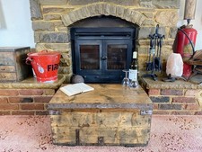 Old Antique Pine Chest, Vintage Wooden Storage Trunk, Blanket Box, Coffee Table.