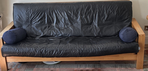 Futon company black - black, leather