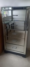 Vintage Laura Ashley GATSBY tall 5 Drawer Mirrored Chest Of Drawers.
