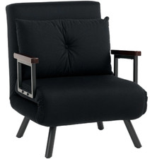 HOMCOM Click Clack Single Chair Bed Settee for Living Room with Pillow Black New