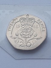 1986 BUNC 20p Tudor Rose