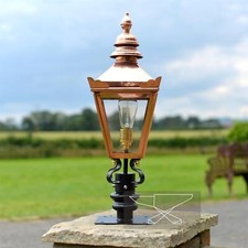 64cm Deluxe Copper Harrogate Pillar Light and Lantern Set