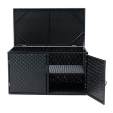 Rattan Garden Storage Box Cushion Chest Organiser Outdoor Shed Utility with Lid