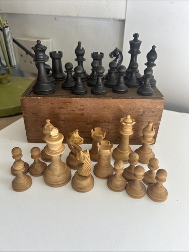Vintage wooden travel - wooden, chess