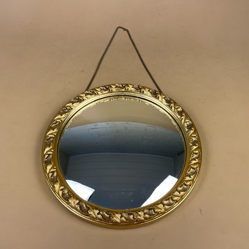 Gold gilt round mirror - gilt,