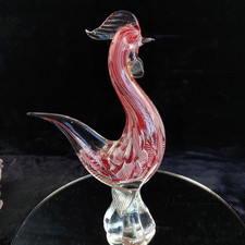 Murano Glass Rooster Pink