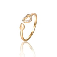 9ct 9k Gold Plated Thumb Finger Midi Toe Adjustable Sizeable Heart Uk size O,90A