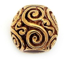 Small Spirals Celtic Viking Bronze beard hair bead (4mm hole)