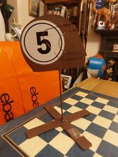 Vintage Novelty Metal Motorcycle Helmet Shaped Table Number Stand Holder 30cm