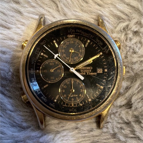 Seiko gold quartz world timer - seiko,
