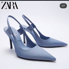 Zara Satin Blue Grey Slingback