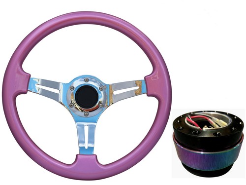 Pink chrome steering wheel - pink, ts