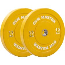 REBOXED Pair 15kg Colour Rubber 2" Olympic Bumper Plates Barbell Weight Disc