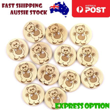 10x 25mm Teddy Pattern Wooden
