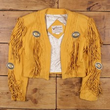 Vintage Continental Leather Fashions Leather Jacket S 80s Western Fringed