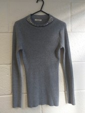 Ladies Grey Polo Neck With Diamante Trim At Neck ,Long Sleeved "Classy" Size XS 