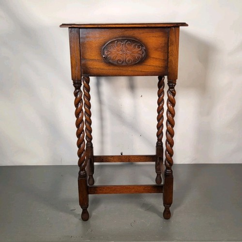 Antique oak side table - side, with