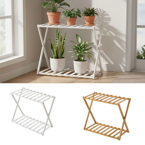 Bamboo plant stand - stand, shelf
